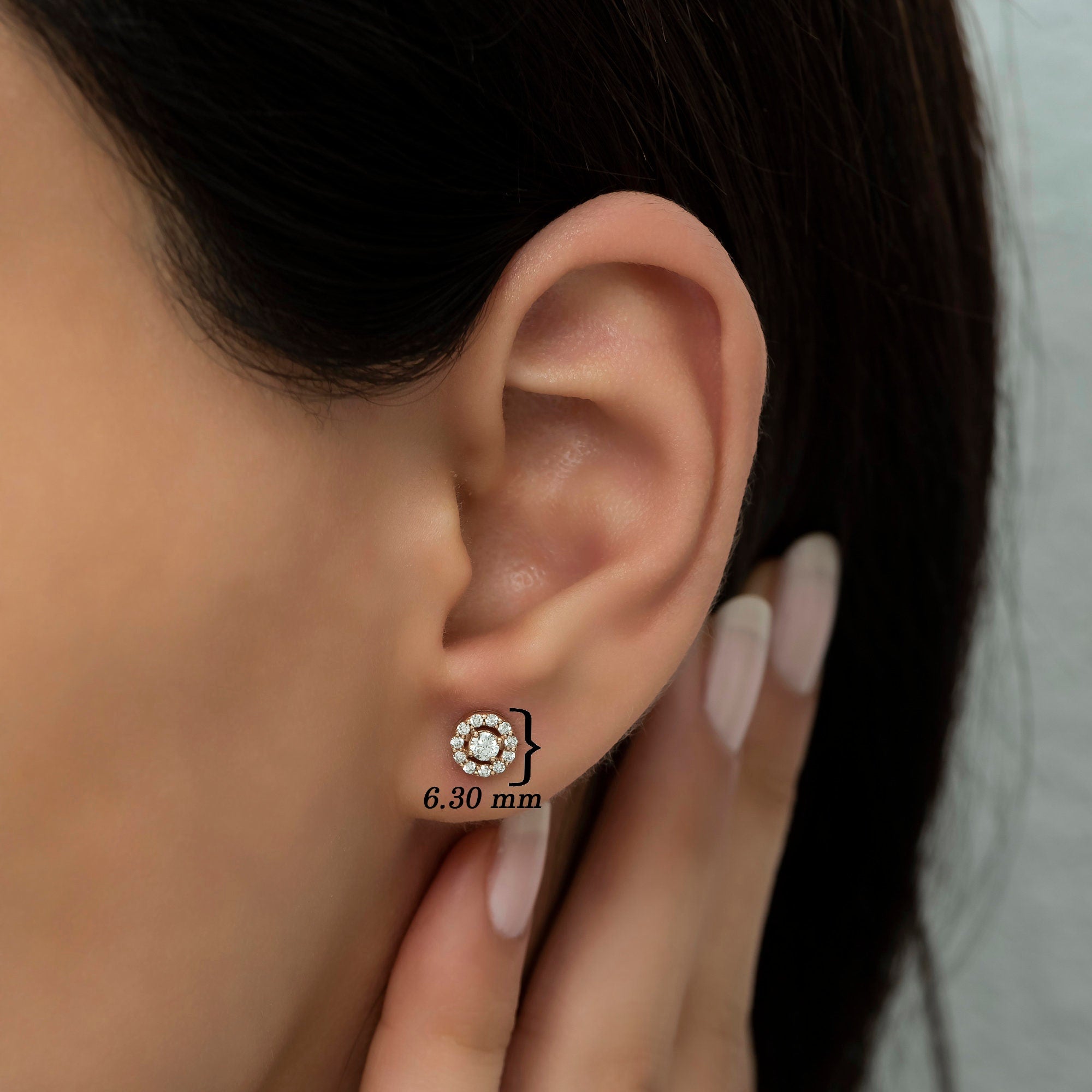 14K Gold Diamond Halo Stud Earrings — Liora