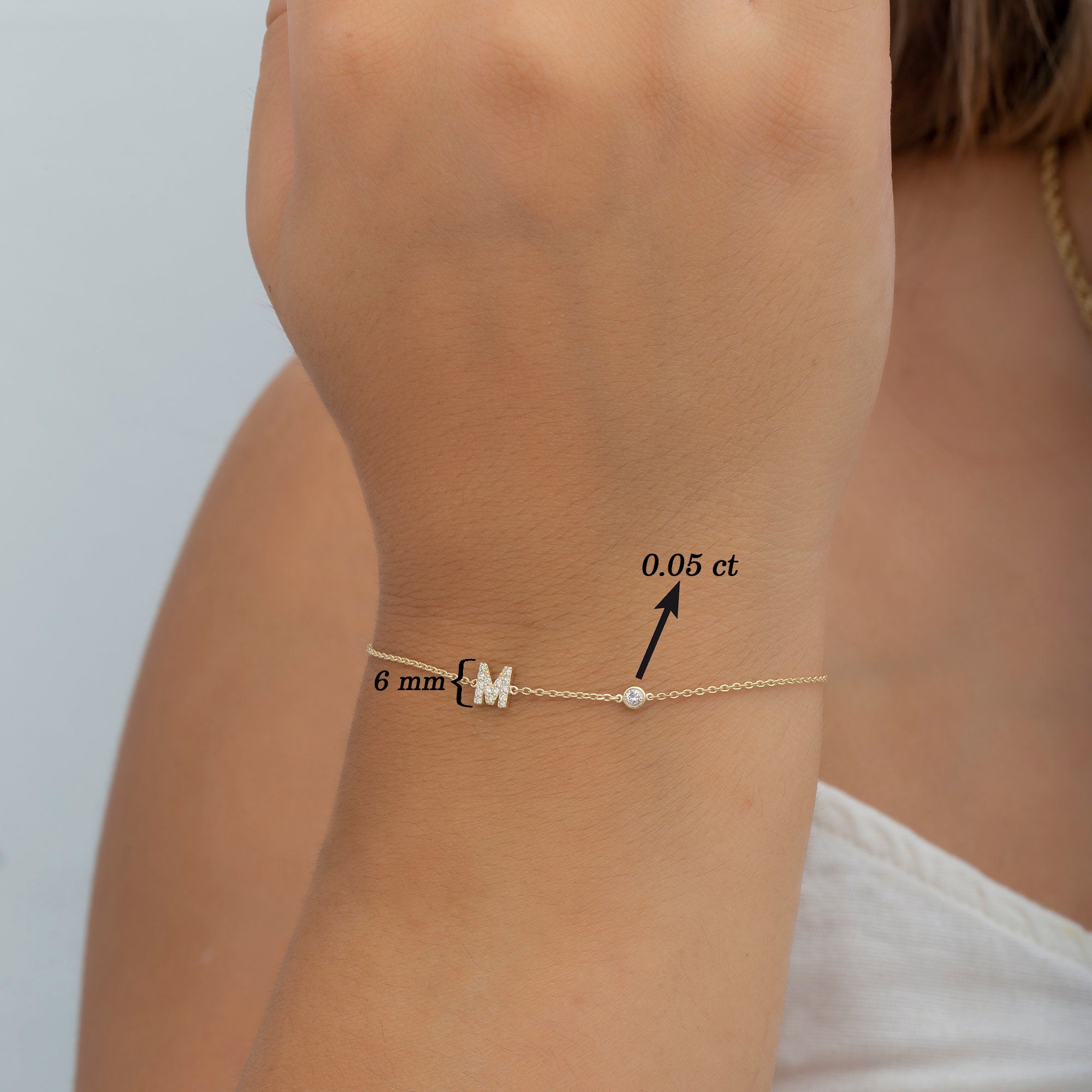 14K Gold Diamond Initial Bracelet – Orielle