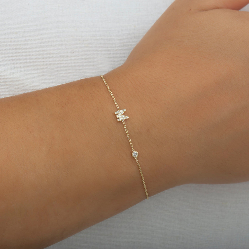 14K Gold Diamond Initial Bracelet – Orielle