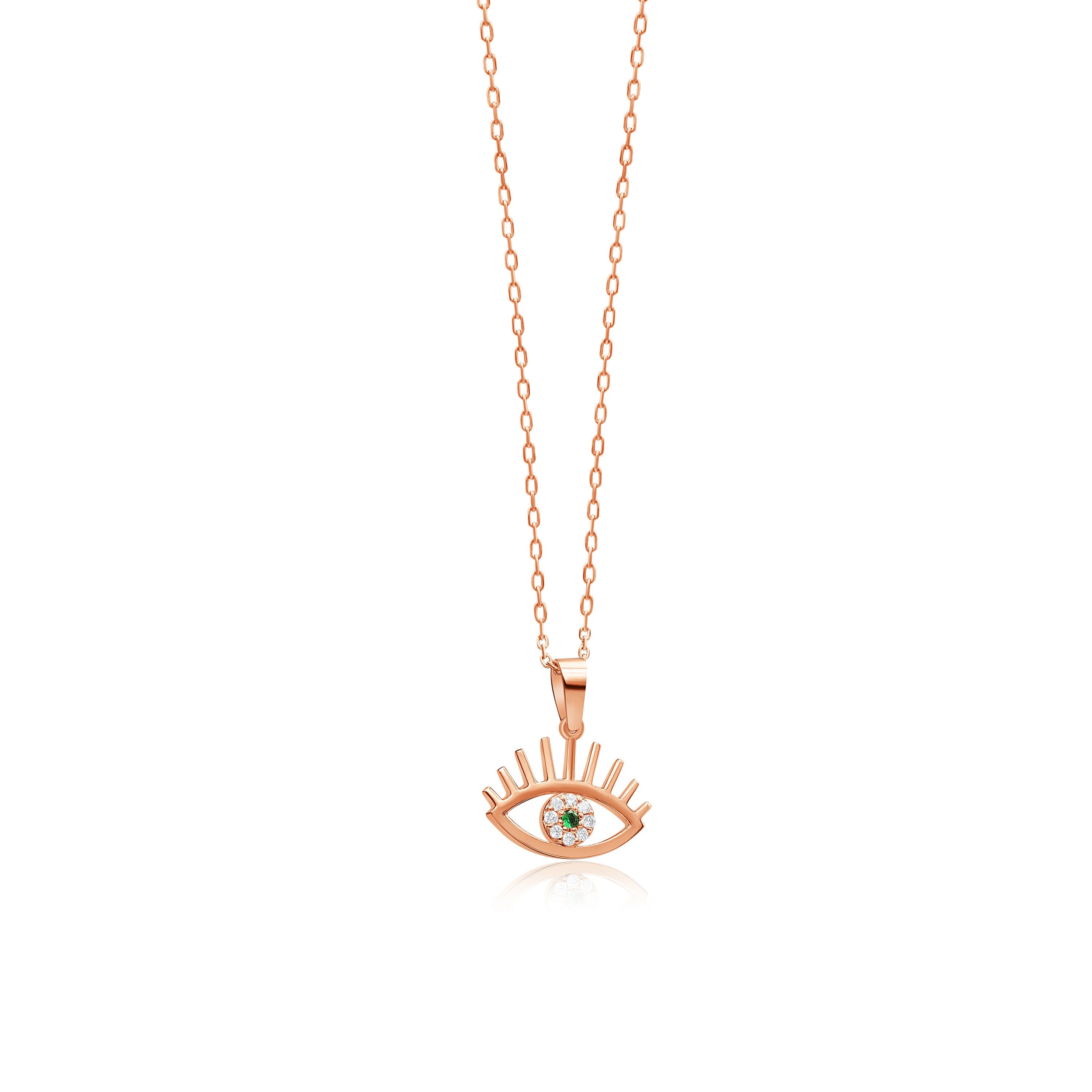 14K Gold Diamond Emerald Eye Necklace – Nazar