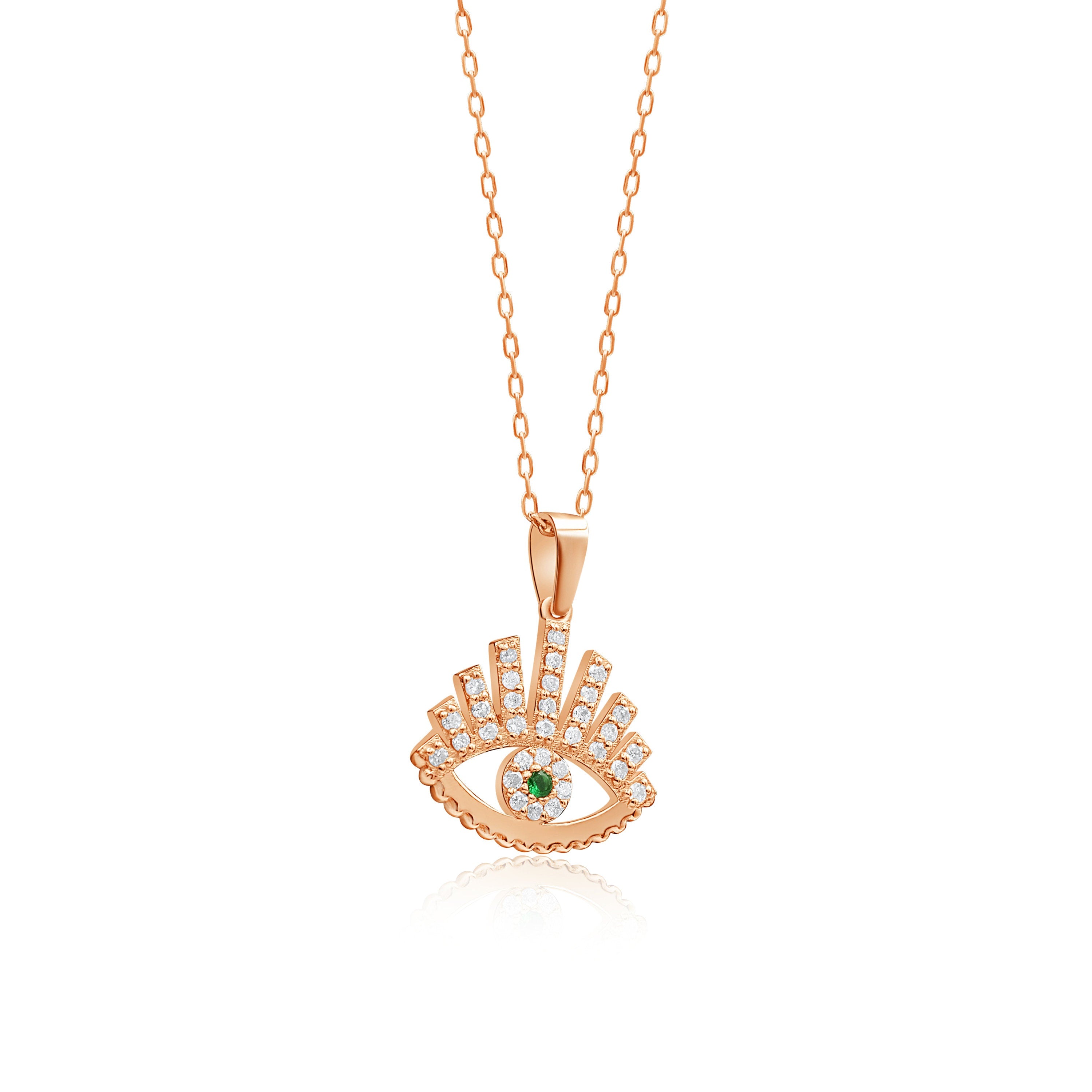 14K Gold Emerald Evil Eye Necklace – Nazar