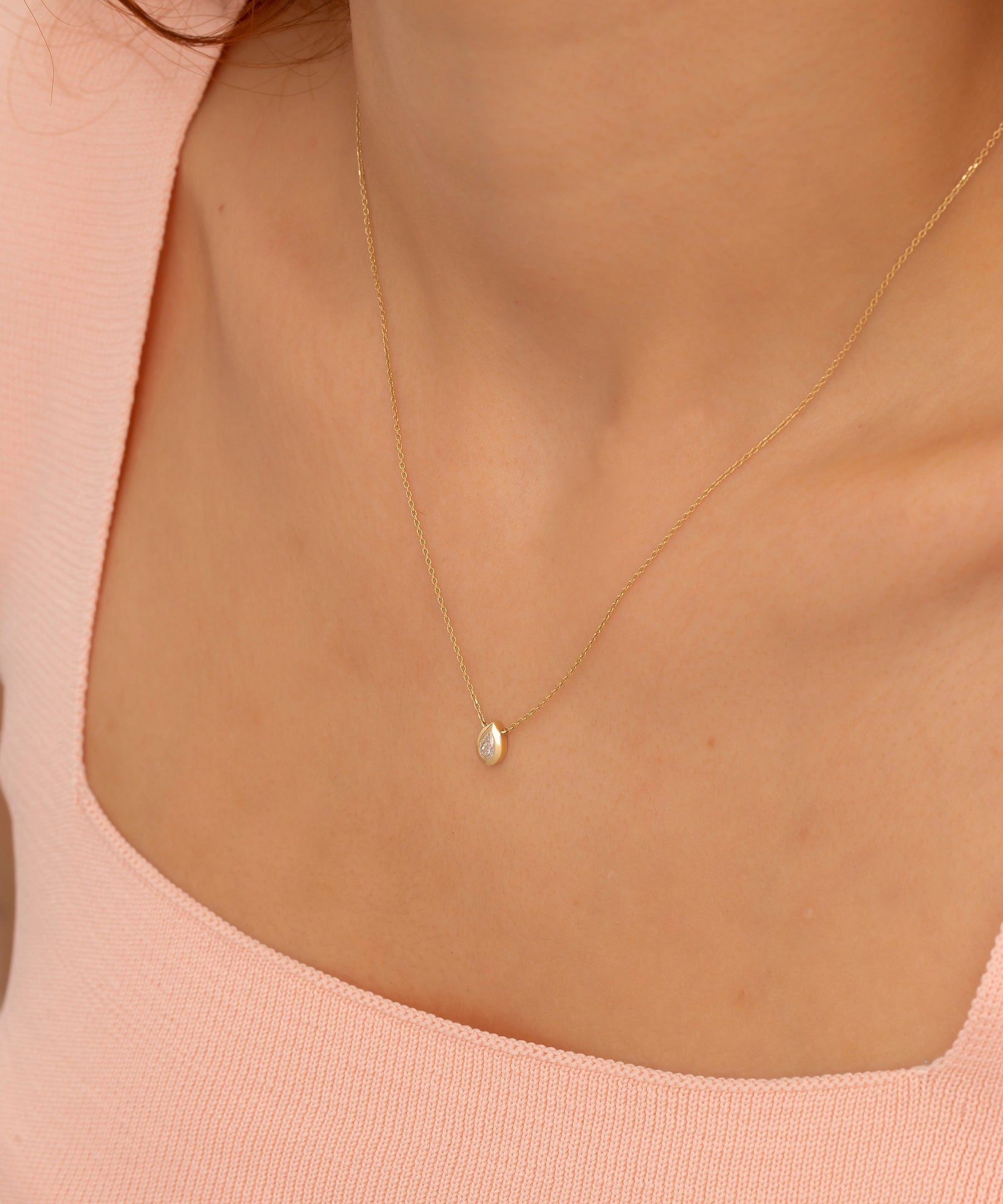 14K Gold Diamond Teardrop Necklace – Lagrima