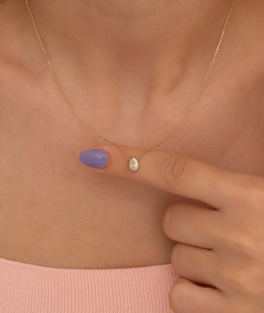 14K Gold Diamond Teardrop Necklace – Lagrima