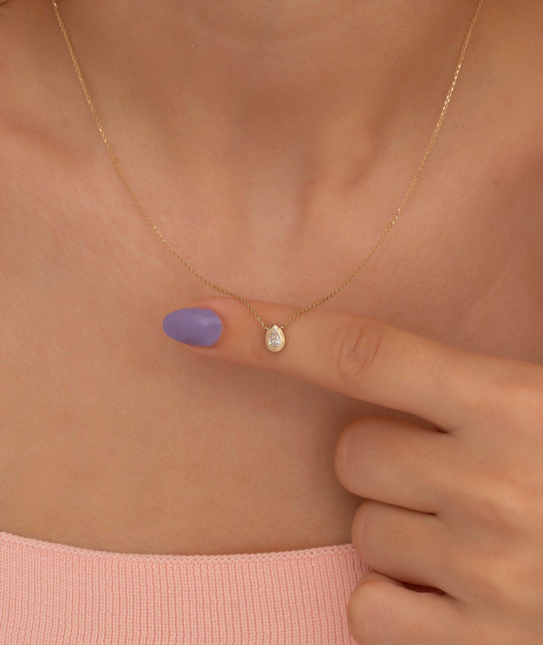 14K Gold Diamond Teardrop Necklace – Lagrima