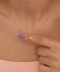 14 Ayar Altın Pırlanta Damla Kolye – Lagrima 