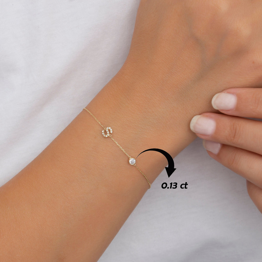 14K Gold Diamond Initial Bracelet – Orielle