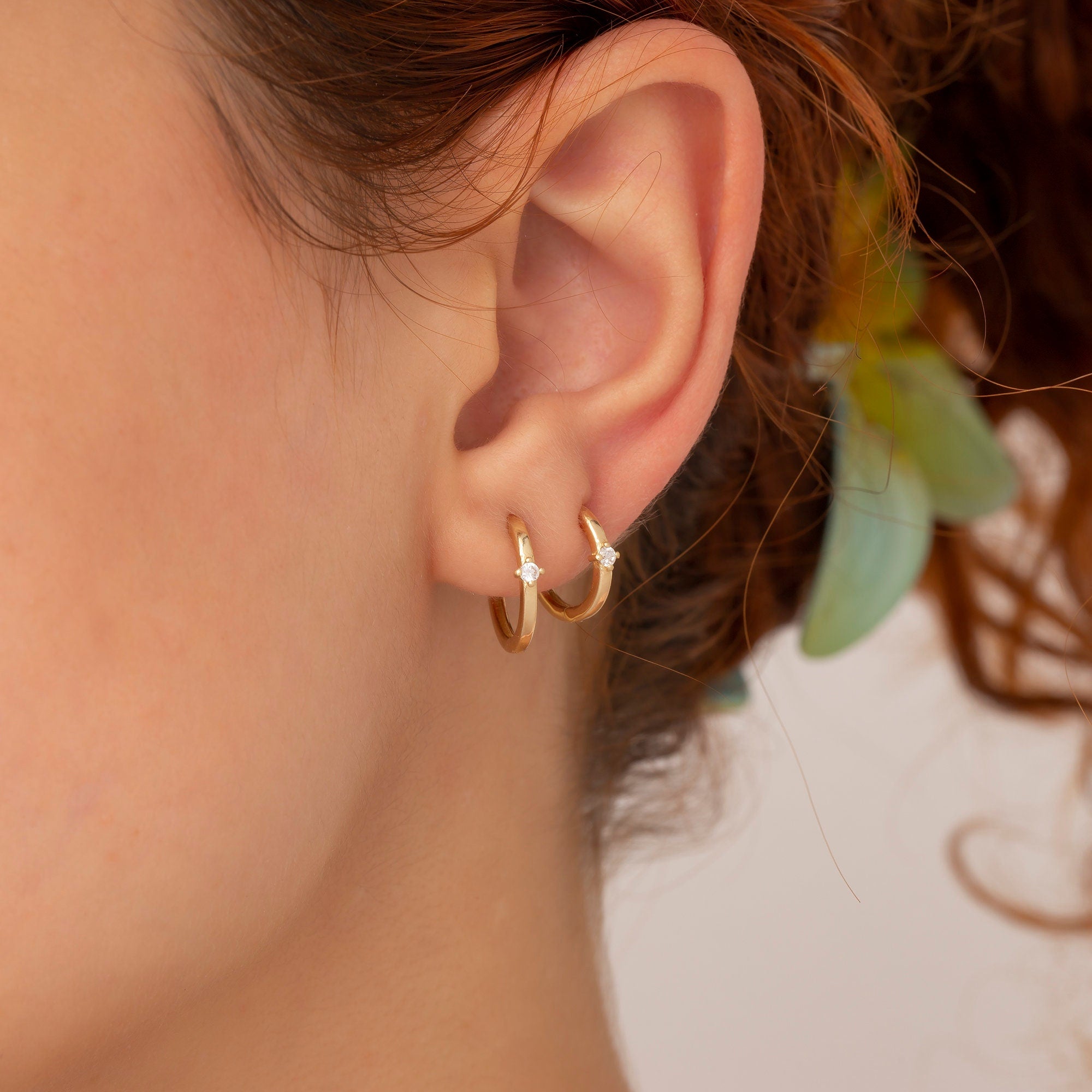 14K Gold Diamond Hoop Earrings – Ceralis