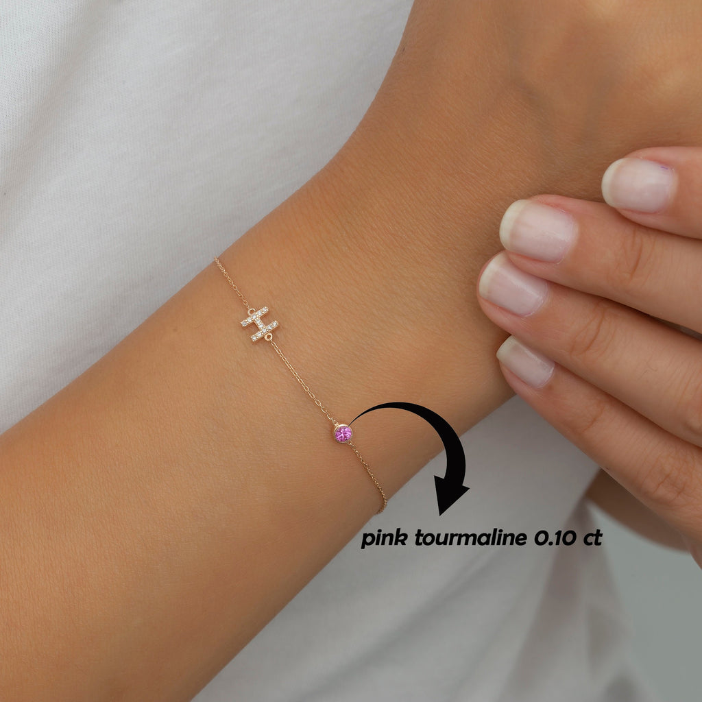 14K Gold Diamond Initial Bracelet – Orielle