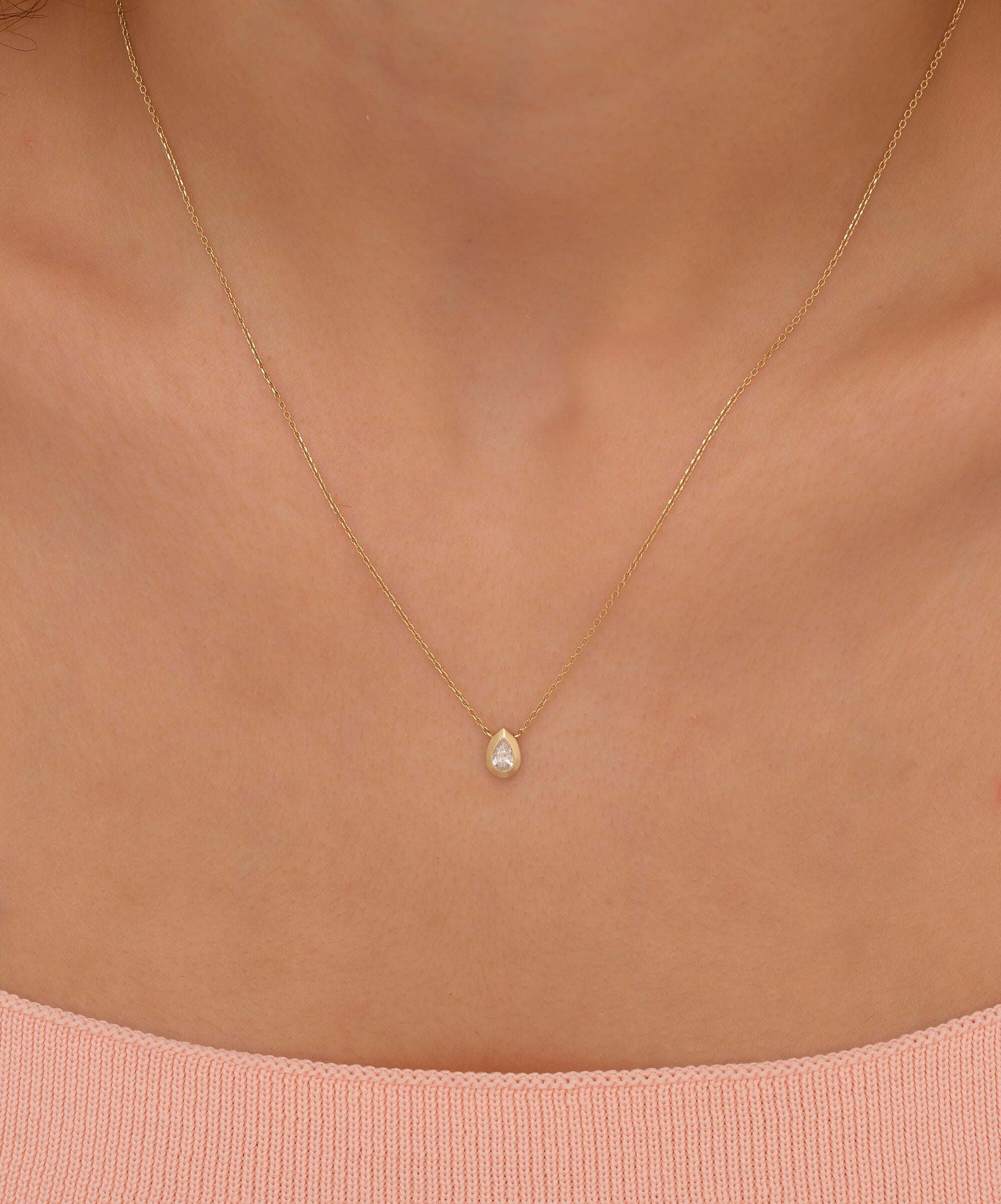 14K Gold Diamond Teardrop Necklace – Lagrima