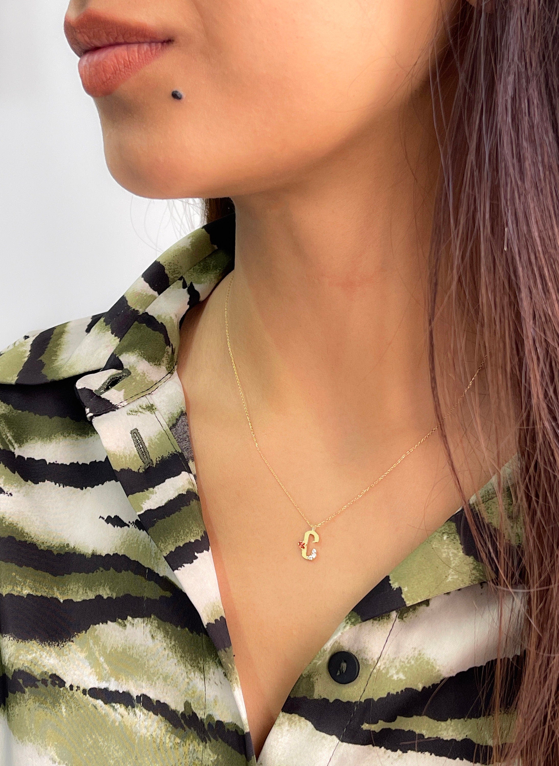 14K Gold Diamond Initial Necklace – Solace