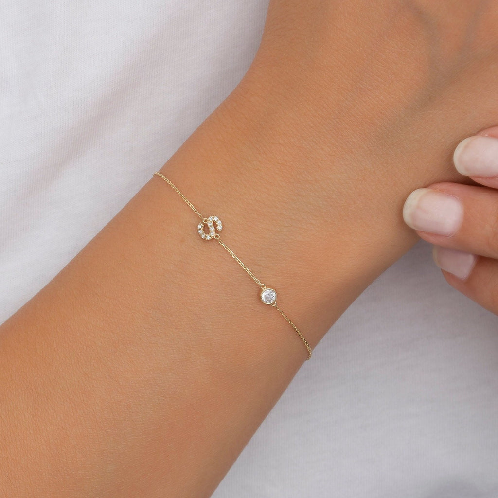 14K Gold Diamond Initial Bracelet – Orielle