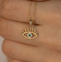 14K Gold Diamond Emerald Eye Necklace – Nazar