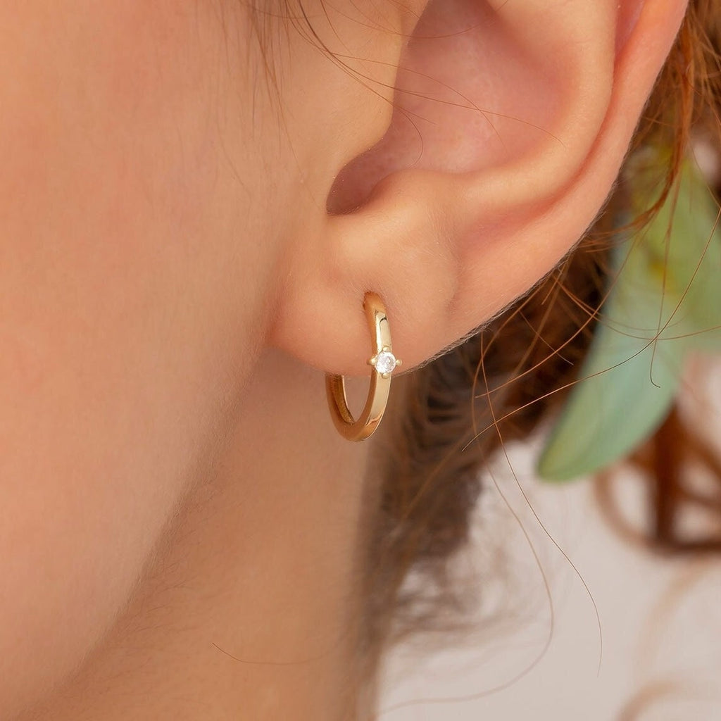 14K Gold Diamond Hoop Earrings – Ceralis