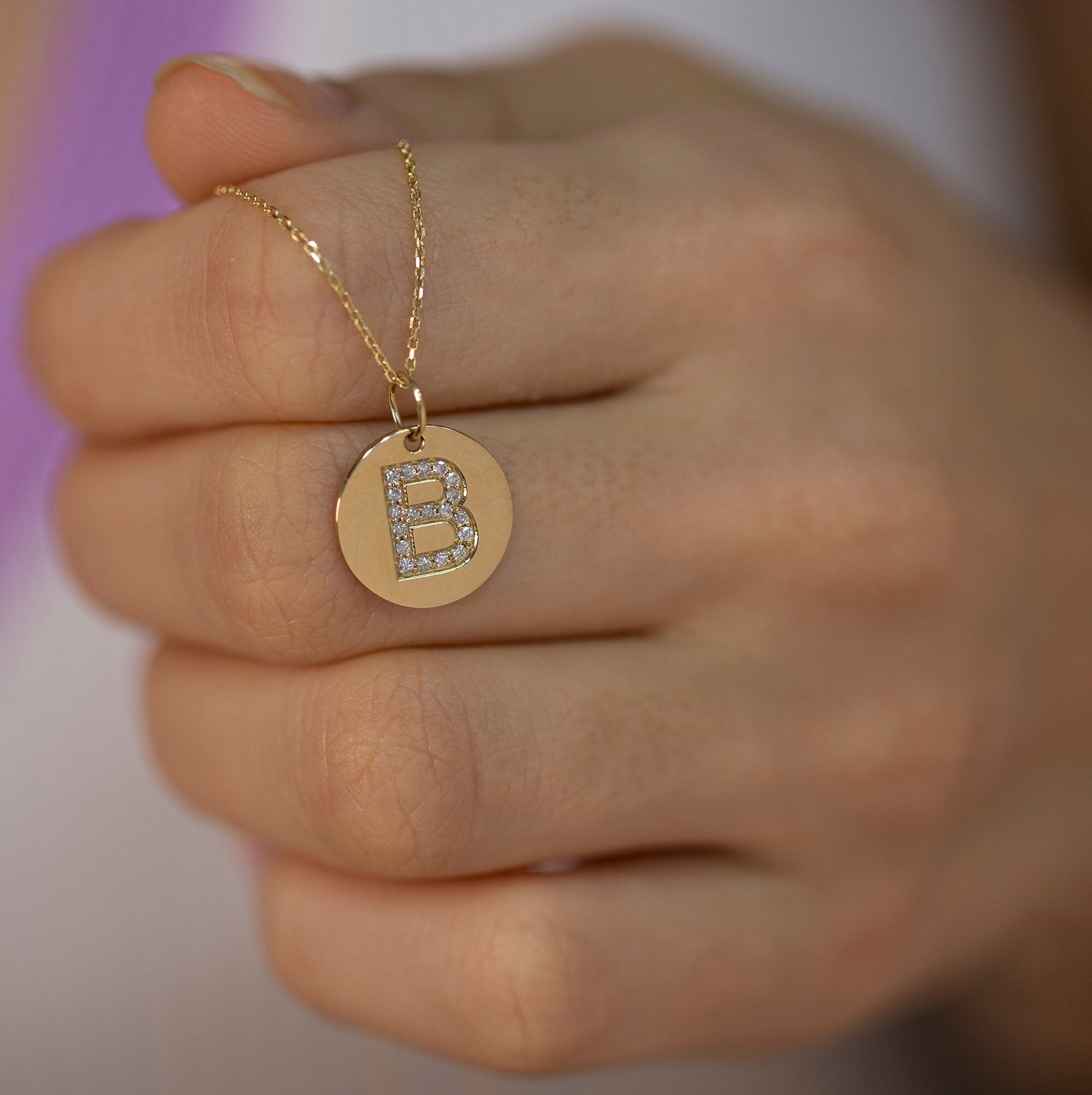 14K Gold Diamond Frame Initial Necklace – Novalis