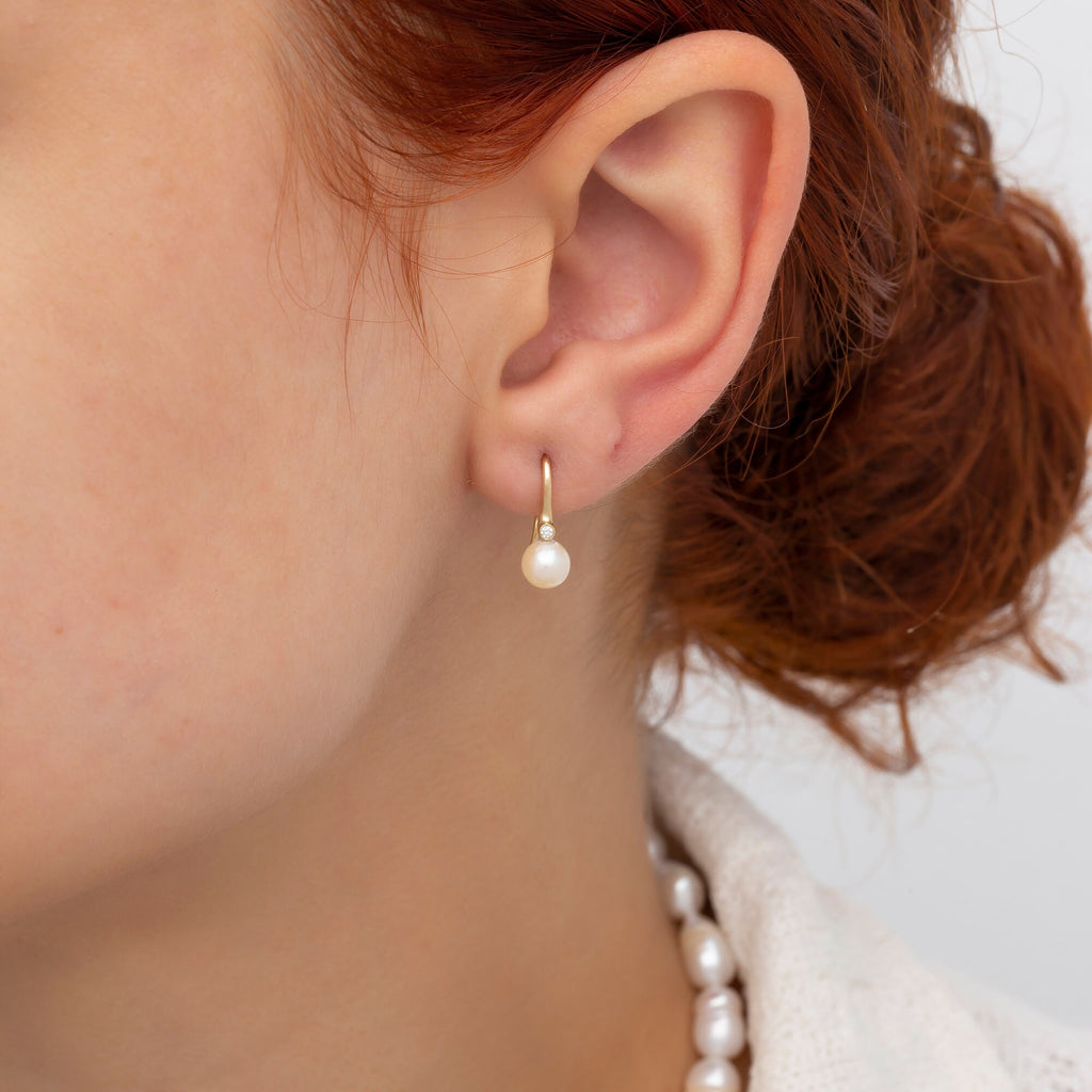 14K Gold Diamond & Pearl Earrings – Mariselle
