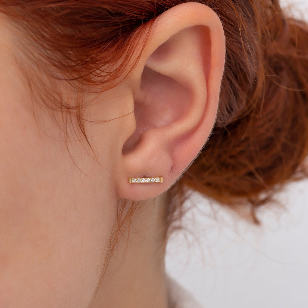 14K Gold Diamond Dainty Stud Earrings – Lumen