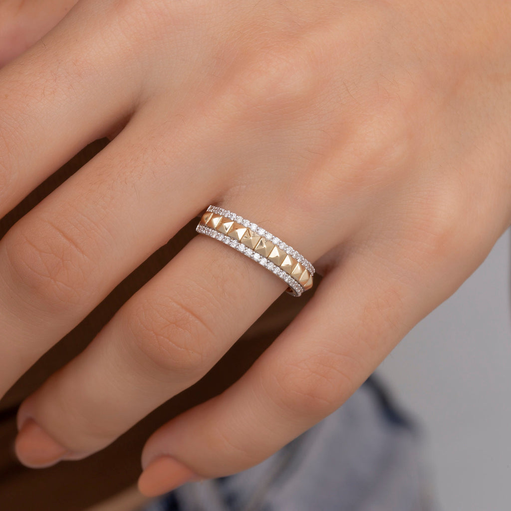 14K Gold Pyramid Diamond Ring — Neferet