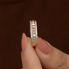 14K Gold Pyramid Diamond Ring — Neferet