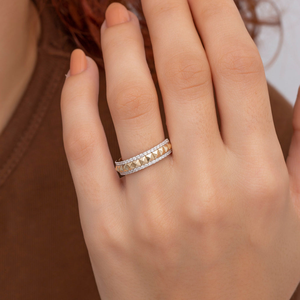 14K Gold Pyramid Diamond Ring — Neferet