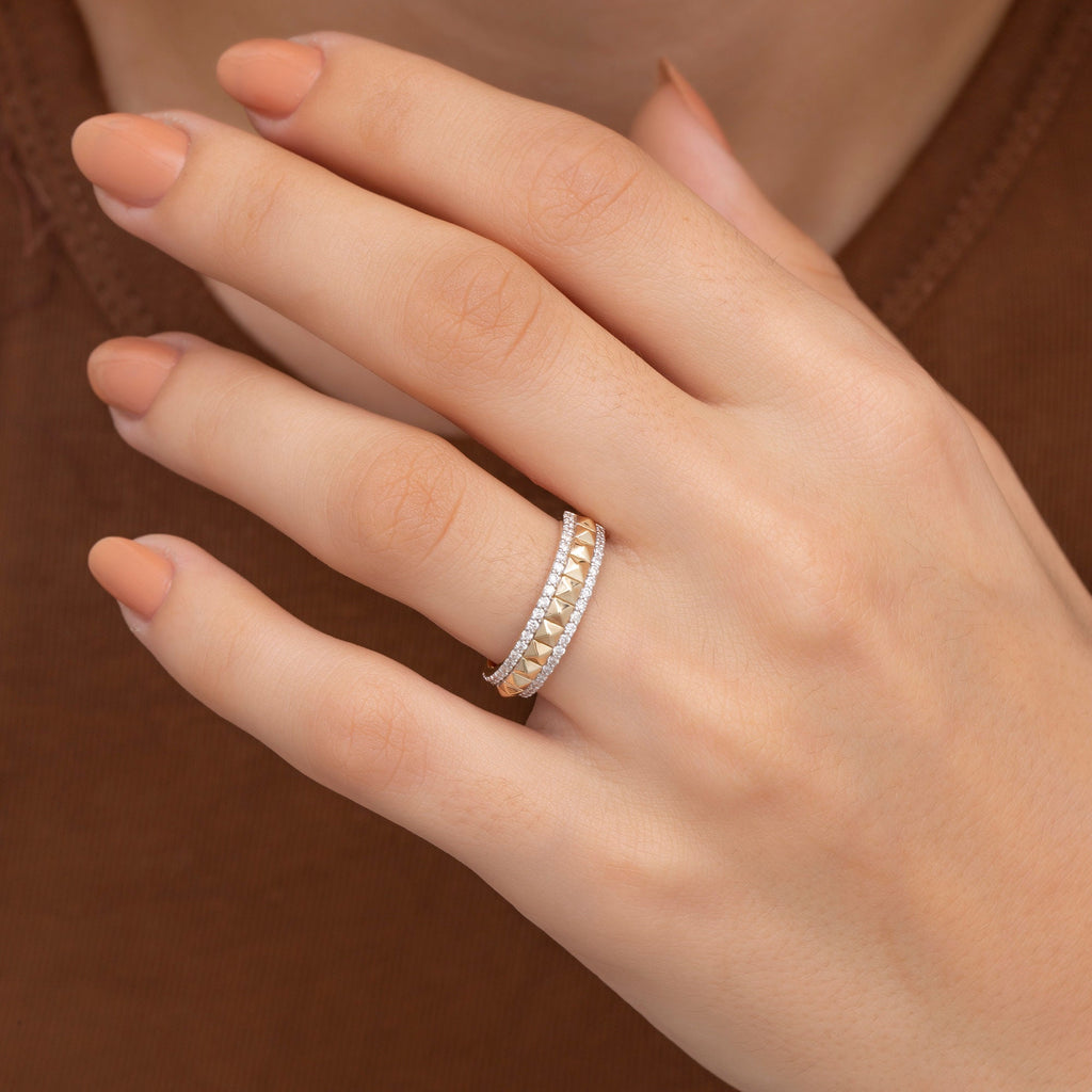 14K Gold Pyramid Diamond Ring — Neferet