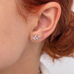 14K Gold Diamond Leaf Stud Earrings – Folia