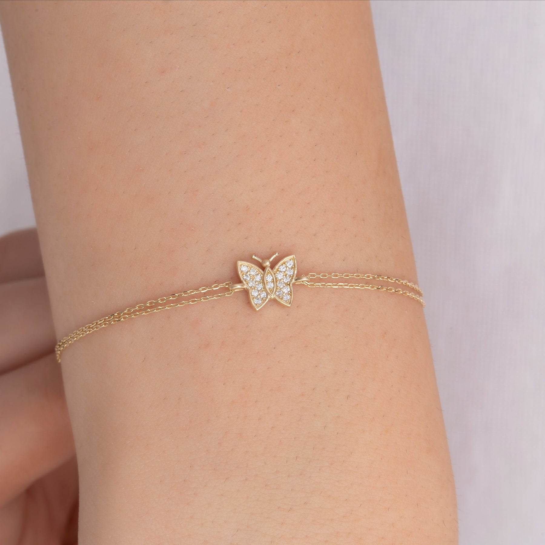 14K Gold Diamond Butterfly Bracelet – Liria