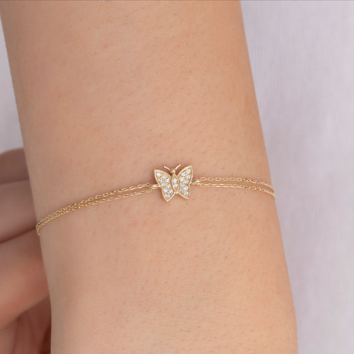14K Gold Diamond Butterfly Bracelet – Liria