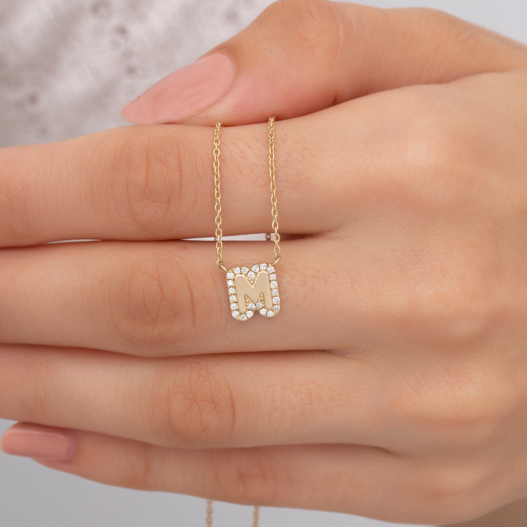 14K Gold Diamond Initial Necklace – Lioren