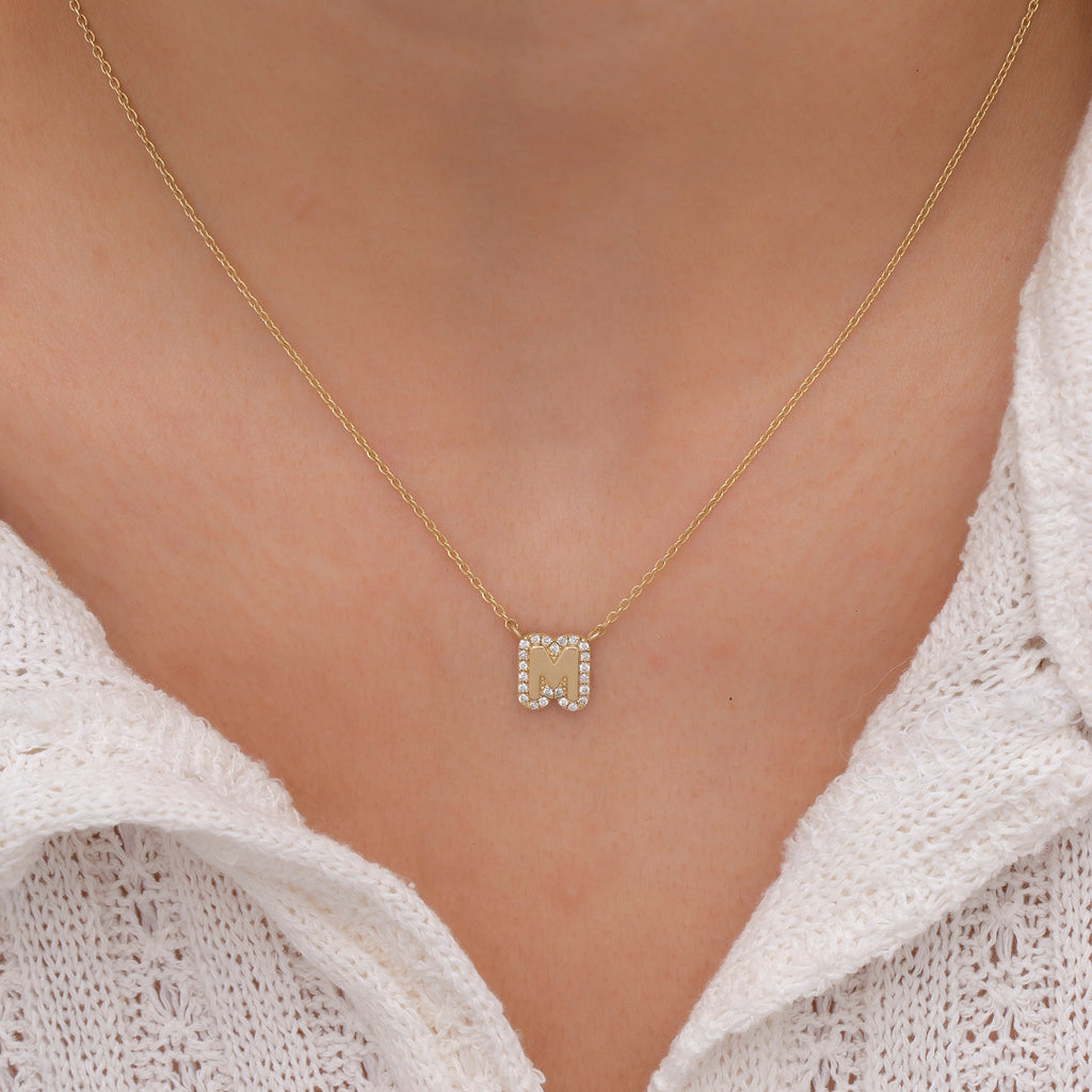 14K Gold Diamond Initial Necklace – Lioren