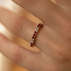 14K Gold Diamond & Ruby Full Eternity Band Ring — Rhenne