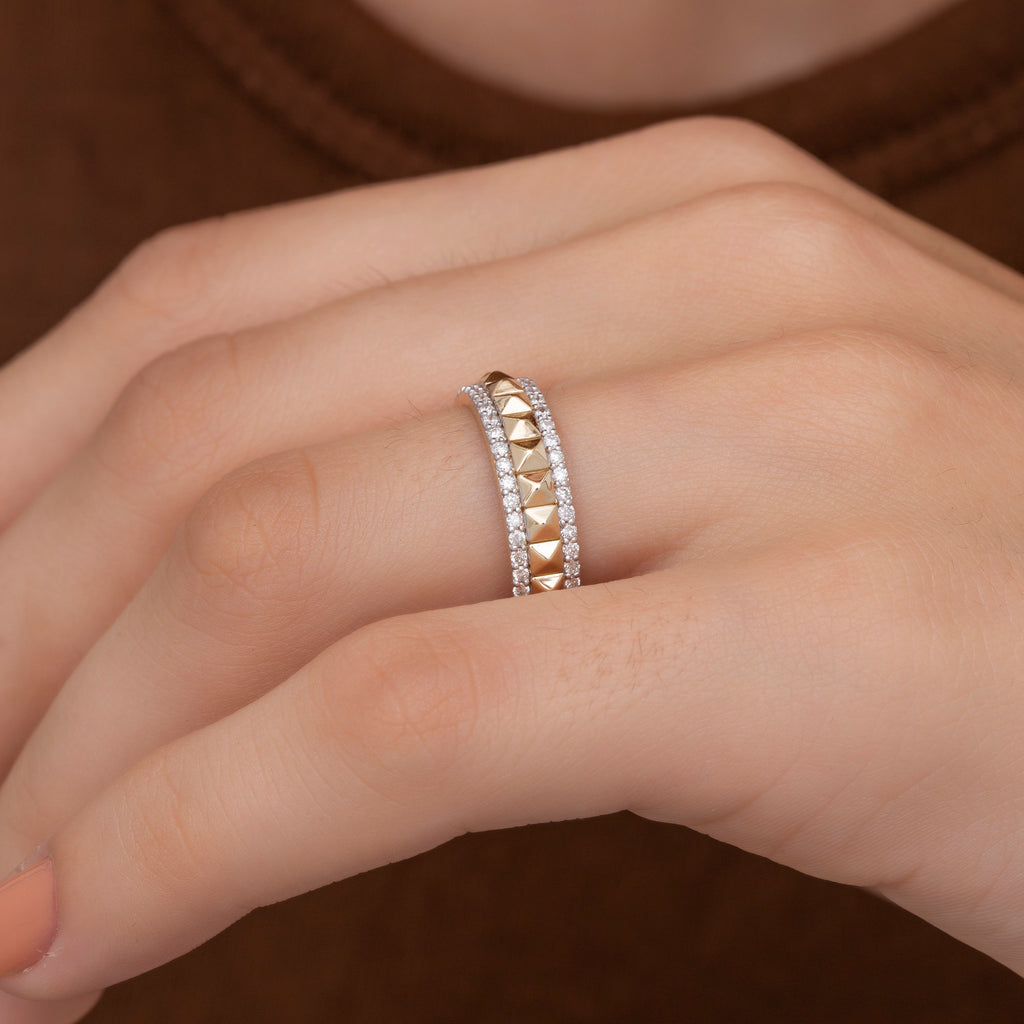 14K Gold Pyramid Diamond Ring — Neferet