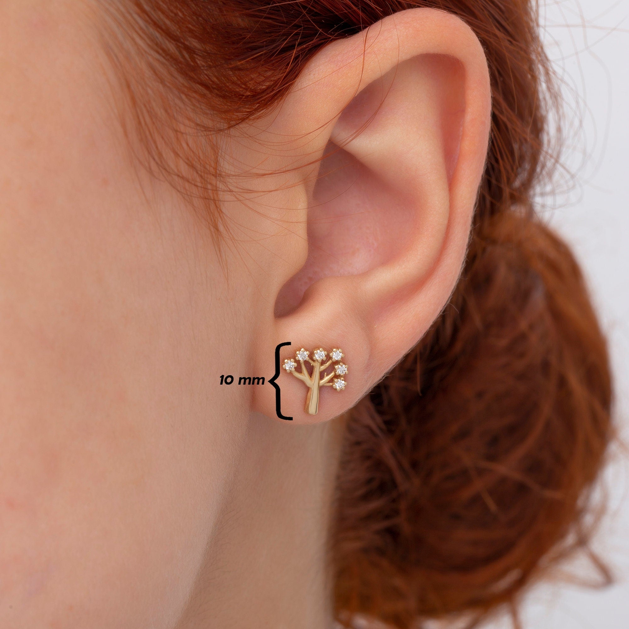 14K Gold Diamond Tree Stud Earrings – Arbor