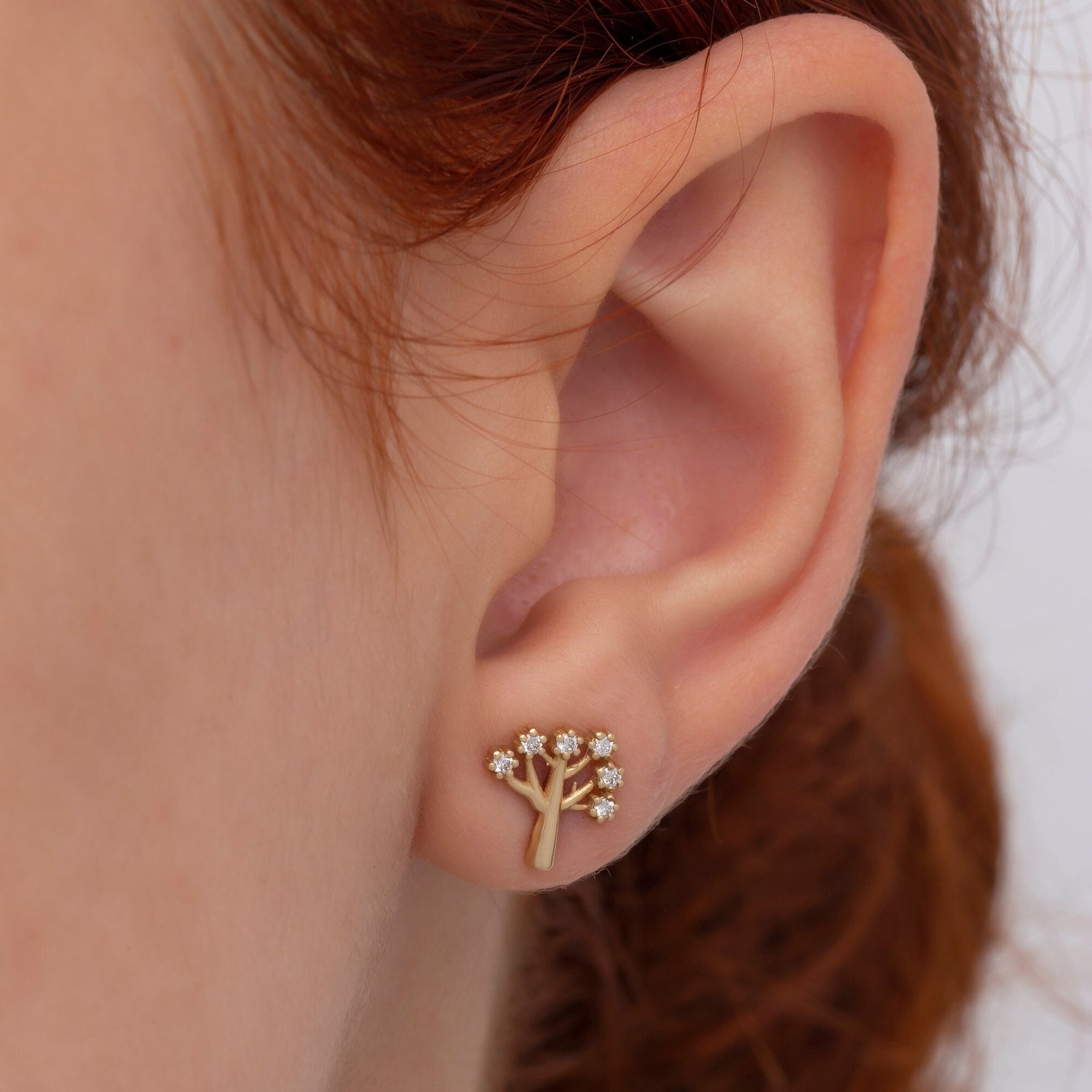 14K Gold Diamond Tree Stud Earrings – Arbor