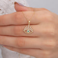 14K Gold Emerald Evil Eye Necklace – Nazar