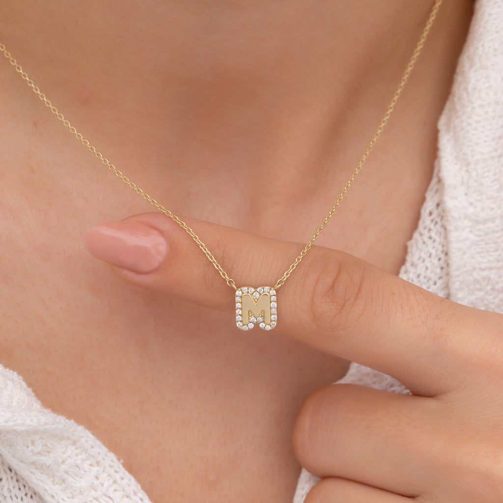 14K Gold Diamond Initial Necklace – Lioren