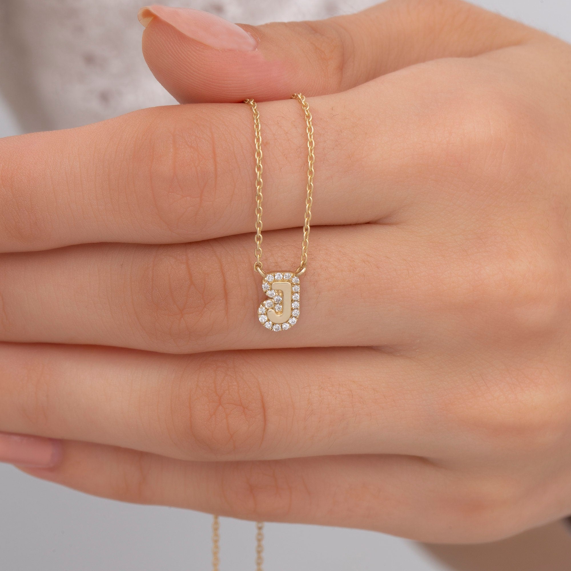 14K Gold Diamond Initial Necklace – Lioren
