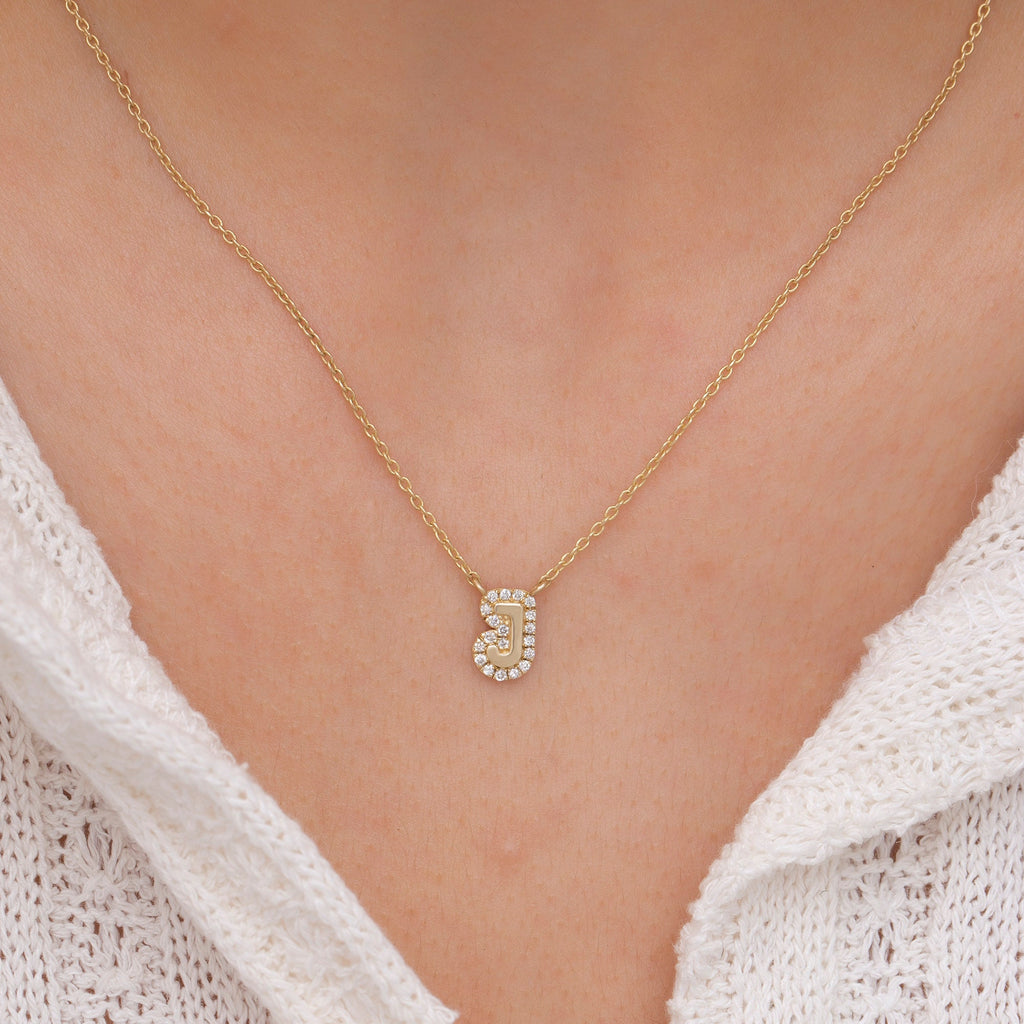 14K Gold Diamond Initial Necklace – Lioren