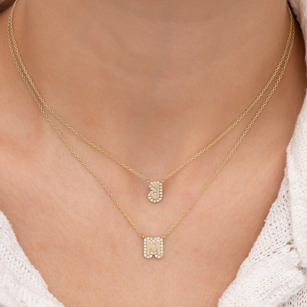 14K Gold Diamond Initial Necklace – Lioren