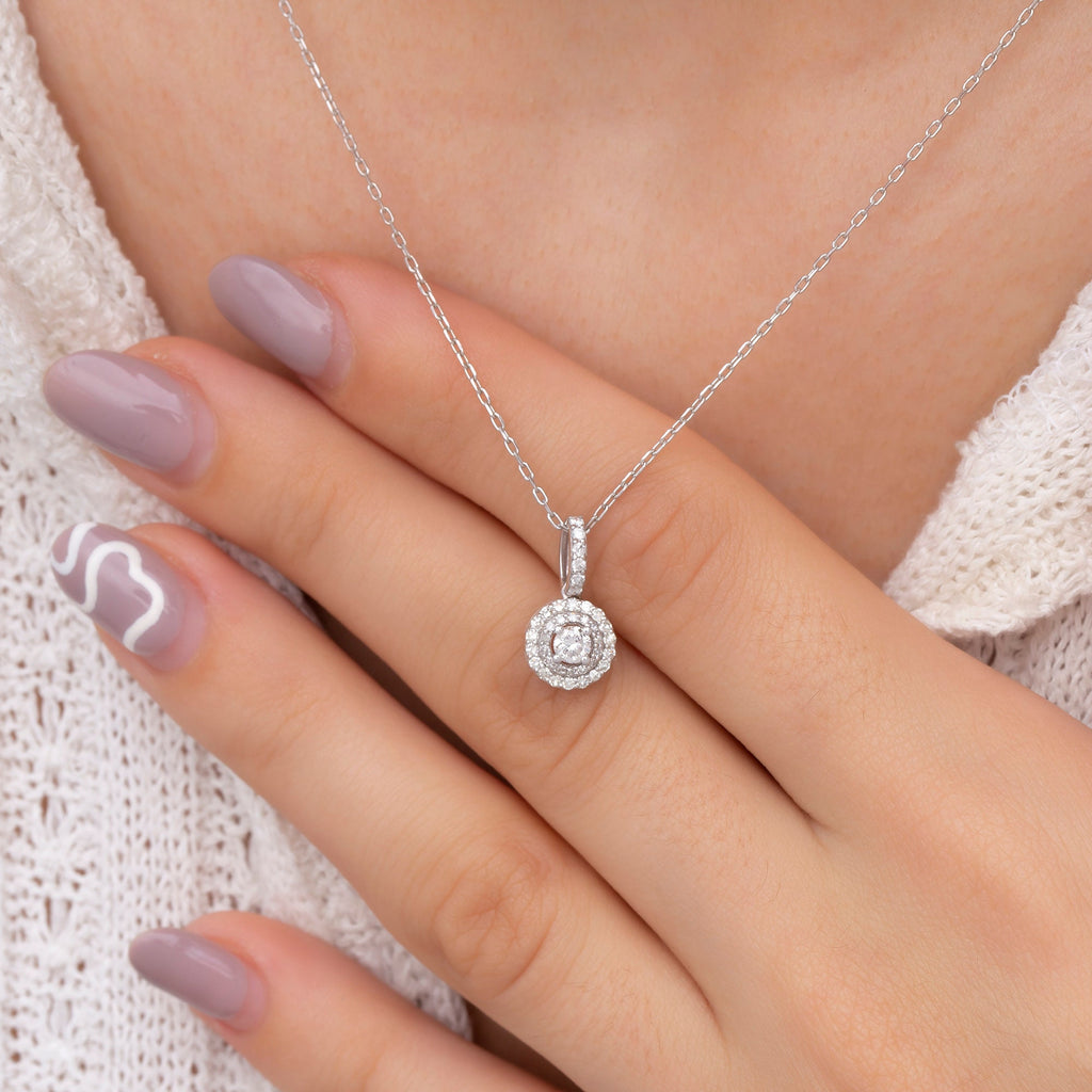 14K Gold Diamond Halo Necklace – Evercircle