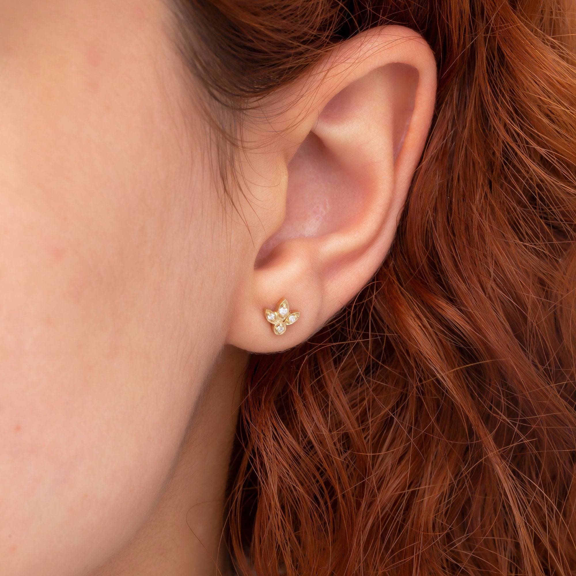 14K Gold Diamond Lotus Flower Earrings – Lotus Luxe