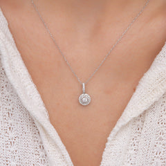 14K Gold Diamond Halo Necklace – Evercircle