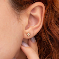 14 Ayar Altın Pırlanta Lotus Çiçeği Küpeler – Lotus Luxe