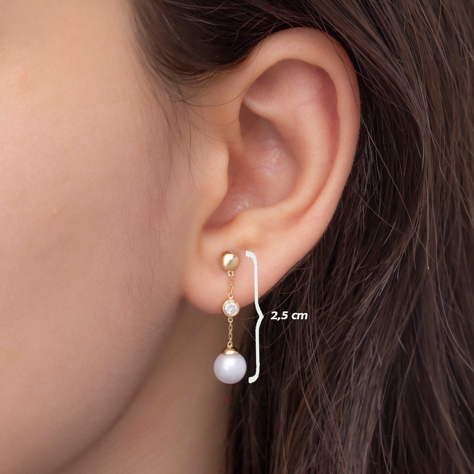 14K Gold Diamond Pearl Earrings — Serene