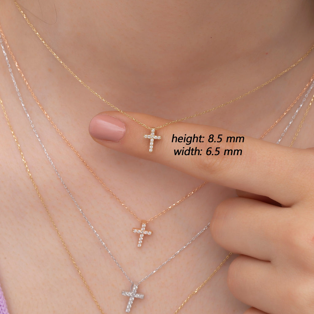 14K Gold Diamond Cross Necklace – Veyra