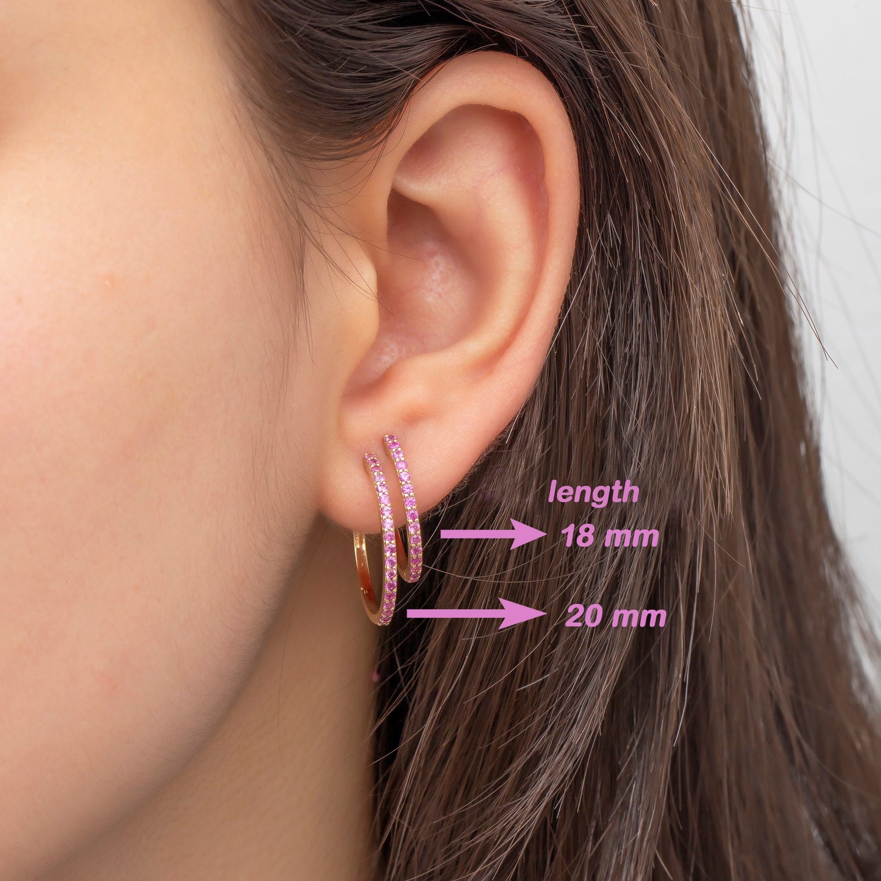 14 Ayar Altın Pembe Safir Halka Küpe – Rosara 