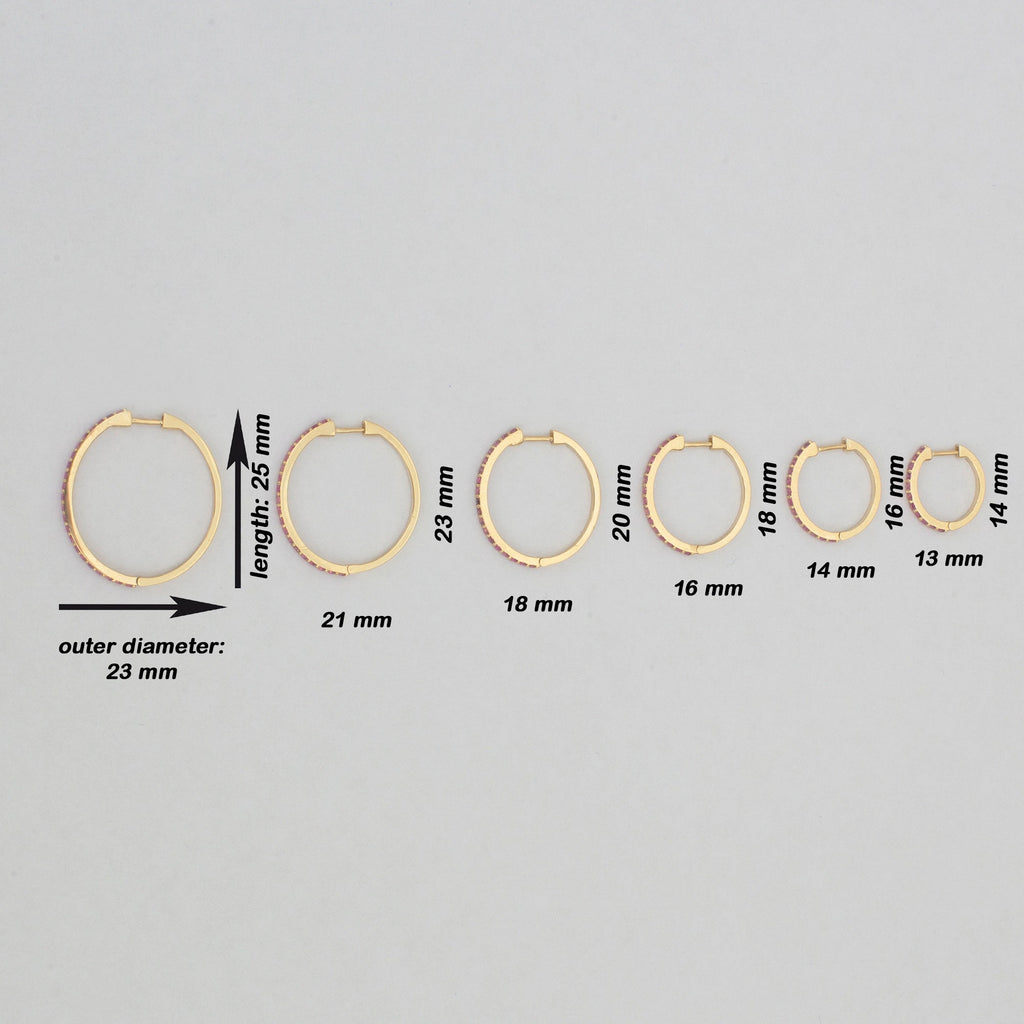 14K Gold Pink Sapphire Hoop Earrings – Rosara