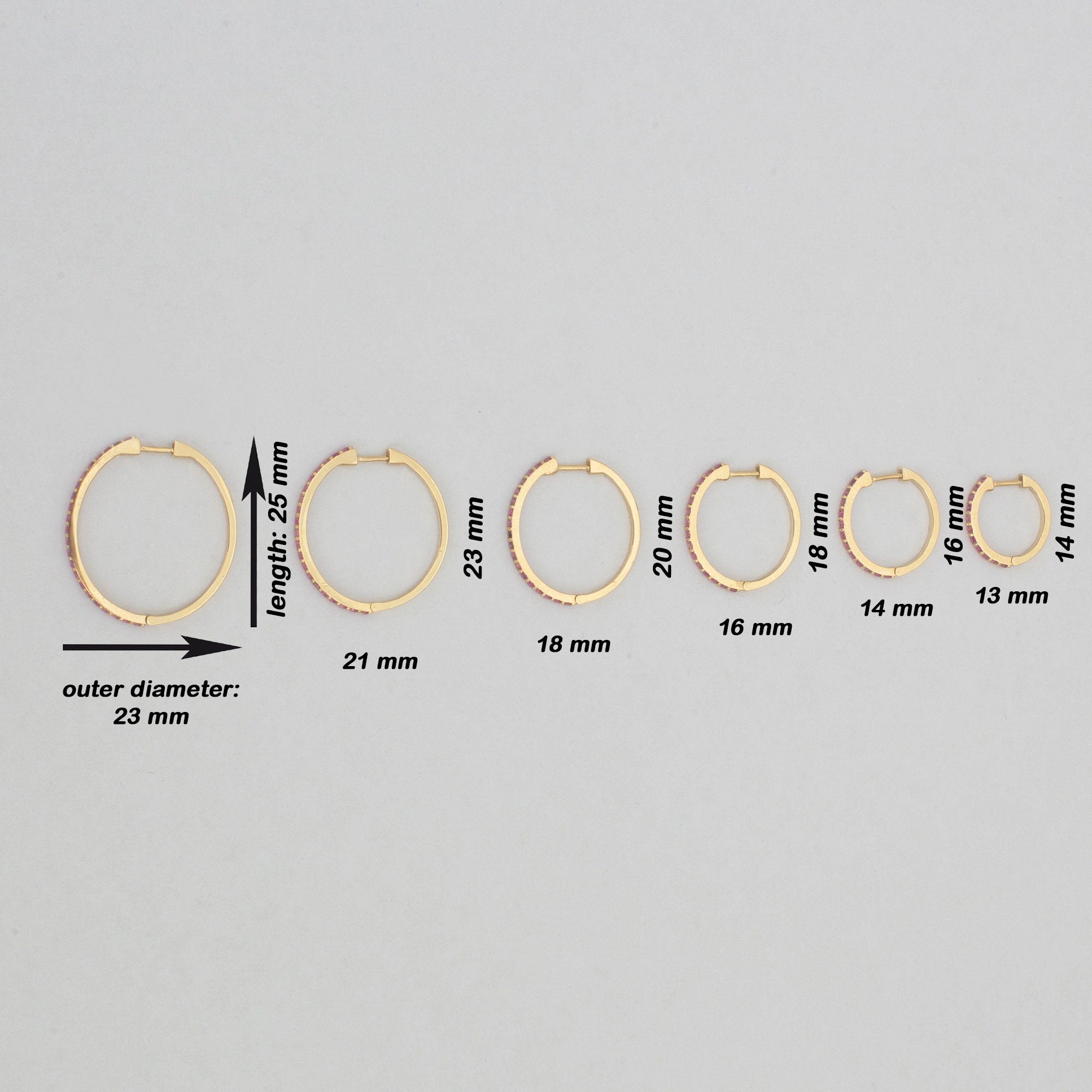 14K Gold Pink Sapphire Hoop Earrings – Rosara