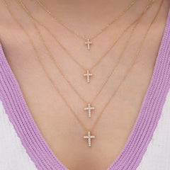 14K Gold Diamond Cross Necklace – Veyra