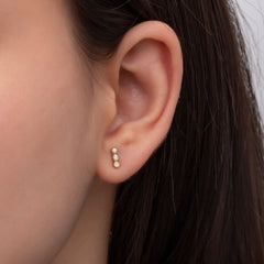 14K Gold Three-Stone Diamond Stud Earrings – Trielle