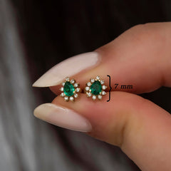 14K Gold Emerald & Diamond Pear Earrings – Astra